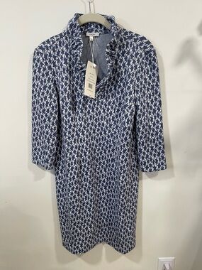 Tyler Boe Blue and White light weight sweater dress